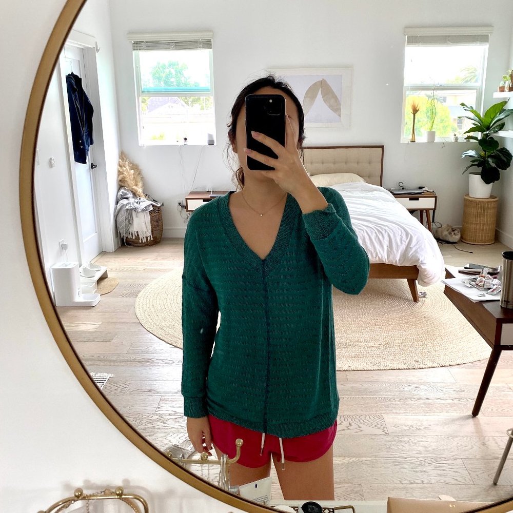 Sparkle and Fade green v-neck sweater